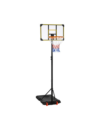 imagem de SPORTNOEW Tabela de Basquetebol com Altura Ajustável 178-208 cm Rodas Cesta de Basquetebol para Crianças acima de 6 Anos com Base Recarregável para Exterior 75x56x210-240 cm Amarelo e Preto1