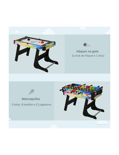 imagem de HOMCOM Mesa de vários jogos Mesa de jogos projeto 4 em 1 Futebol de mesa Hóquei Bilhar Tênis de mesa jogos para crianças e adultos Acessórios incluídos Diversão 86.5x43.5x64 cm6