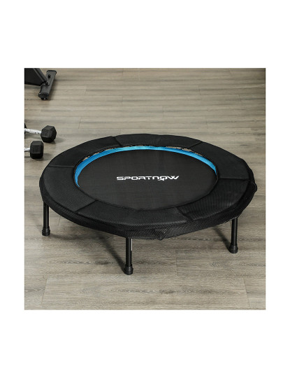 imagem de SPORTNOW Trampolim Fitness Ø102 cm Trampolim Fitness Dobrável com Estrutura de Aço Antiderrapante Carga 100 kg para Treino de Pernas Corpo em Casa Escritório Ginásio Azul7