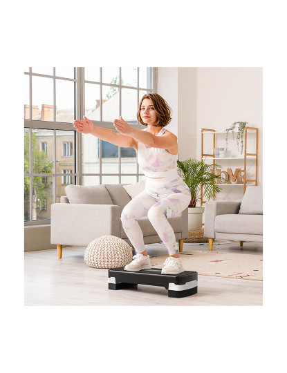 imagem de HOMCOM Step para Exercício Aeróbico Plataforma Step com Altura Ajustável em 2 Níveis com Carga Máxima 120kg para Exercício em Academia Casa 68x29x10-15cm Preto2