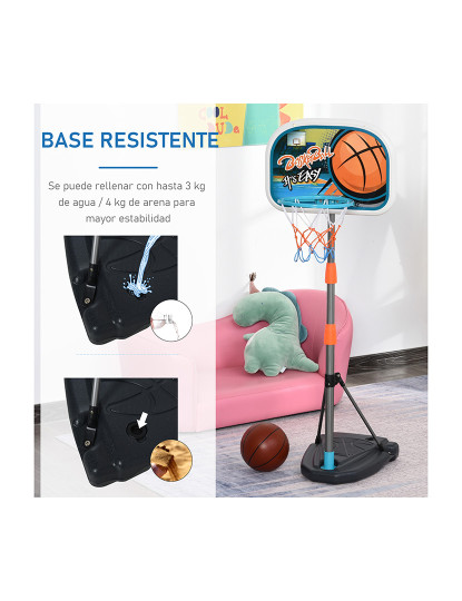 imagem de HOMCOM Tabela de Basquetebol para Crianças Tabela de Basquetebol com Suporte Altura Ajustável e Base Preenchida para Interior e Exterior 32x65x126-158 cm Multicor5