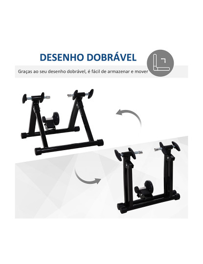 imagem de HOMCOM Rolo de Bicicleta para Treinamento Dobrável com Resistência Magnética para Rodas de 26-28 Polegadas Suporte de Treinamento para Bicicleta Casa Interior 54,5x47,2x39,1cm Preto5