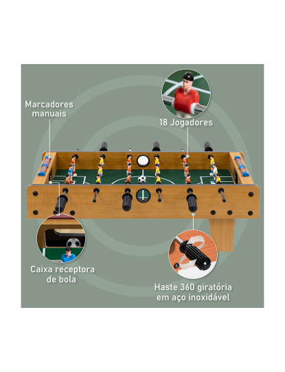 imagem de HOMCOM Matraquilho de Mesa para Crianças acima de 6 Anos Jogo de Mesa de Futbol de Madeira com 2 Bolas 6 Varas 2 Marcadores de Pontos 18 Jogadores 69x36,5x22cm Madeira4