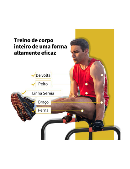 imagem de HOMCOM Suporte de treino de barras paralelas com alça extra larga para flexões inclinadas para construção muscular. Calistênicos. 63x41x73 cm Preto6