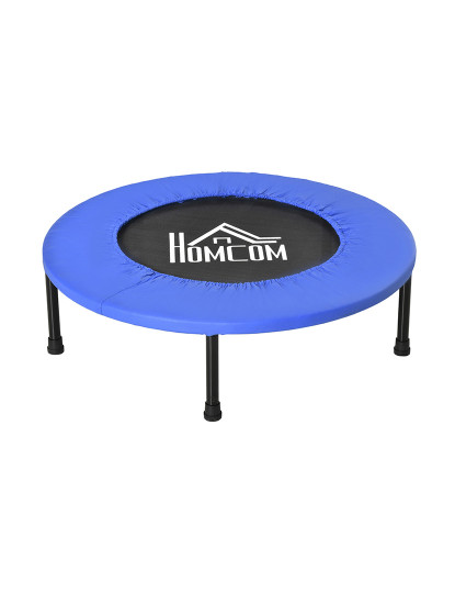 imagem de HOCOM Trampolim Fitness Ø81cm Trampolim de Aço com Borda Protetora e 28 Molas para Exercícios em Interior E Exterior Carga 100kg 81x81x22,5cm Preto e Azul1