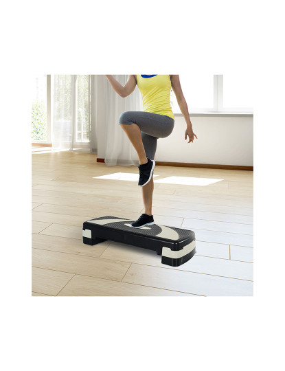 imagem de HOMCOM Step para Exercício Aeróbico Plataforma Step com Altura Ajustável em 3 Níveis com Carga Máxima 150kg para Exercício em Academia Casa 80x31x10-20cm Preto e Branco2