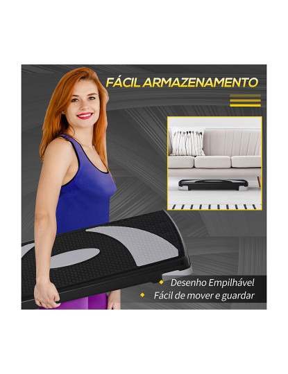 imagem de HOMCOM Step para Exercício Aeróbico Plataforma Step com Altura Ajustável em 3 Níveis com Carga Máxima 150kg para Exercício em Academia Casa 80x31x10-20cm Preto e Branco7