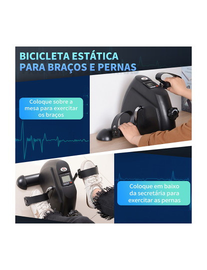 imagem de HOMCOM Mini bicicleta Estática Aparelho de Exercício Braços e Pernas Resistência ajustável   Tela LCD 39x40x31cm4