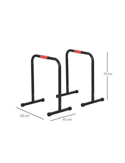 imagem de HOMCOM Suporte de treino de barras paralelas com alça extra larga para flexões inclinadas para construção muscular. Calistênicos. 63x41x73 cm Preto3