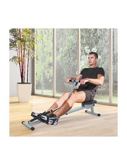 imagem de HOMCOM Máquina de Remo com Ecrã LCD para Academia Exercícios de Musculação ou Resistência Carga Máxima 100kg 130x47,5x67cm Cinza2