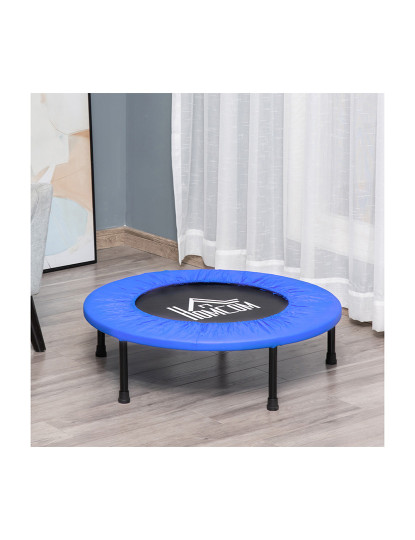 imagem de HOCOM Trampolim Fitness Ø81cm Trampolim de Aço com Borda Protetora e 28 Molas para Exercícios em Interior E Exterior Carga 100kg 81x81x22,5cm Preto e Azul2