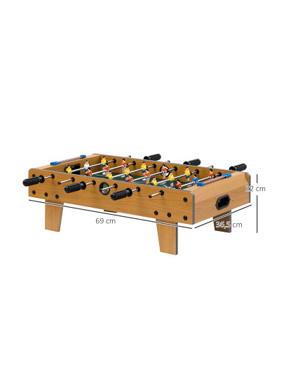 imagem de HOMCOM Matraquilho de Mesa para Crianças acima de 6 Anos Jogo de Mesa de Futbol de Madeira com 2 Bolas 6 Varas 2 Marcadores de Pontos 18 Jogadores 69x36,5x22cm Madeira3