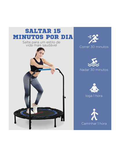 imagem de HOMCOM Trampolim Fitness Ø102 Trampolim Dobrável com Pega Ajustável em 4 Níveis Estrutura de Aço para Treino de Pernas Corpo em Casa Escritório Ginásio Azul7