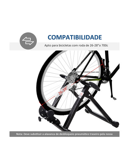 imagem de HOMCOM Rolo de Bicicleta para Treinamento Dobrável com Resistência Magnética para Rodas de 26-28 Polegadas Suporte de Treinamento para Bicicleta Casa Interior 54,5x47,2x39,1cm Preto6