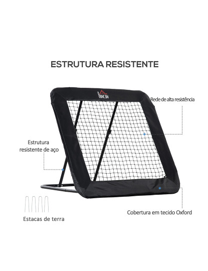 imagem de HOMCOM Rede de Rebote Dobrável com 4 Ângulos Ajustáveis para Treinamento de Futebol Beisebol Desportes de Exterior 128x118x108-120cm Preto6