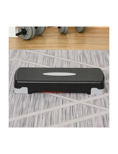 imagem de HOMCOM Step para Exercício Aeróbico Plataforma Step com Altura Ajustável em 2 Níveis com Carga Máxima 150kg para Exercício em Academia Casa 68x29x10-15cm Preto e Vermelho2