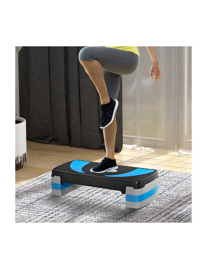 imagem de HOMCOM Step para Exercício Aeróbico Plataforma Step com Altura Ajustável em 3 Níveis com Carga Máxima 150kg para Exercício em Academia Casa 80x31x10-20cm Azul2