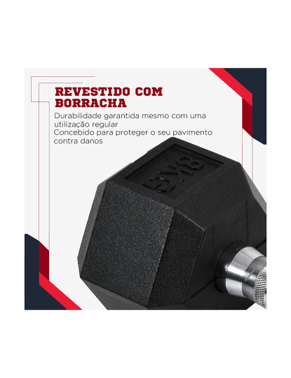 imagem de HOMCOM Conjunto de Halteres 16 kg com Barra Metálica e Cabeça Hexagonal Conjunto Pesos para Treino em Casa Ginásio 30,5x12,7 cm Preto e Prata4