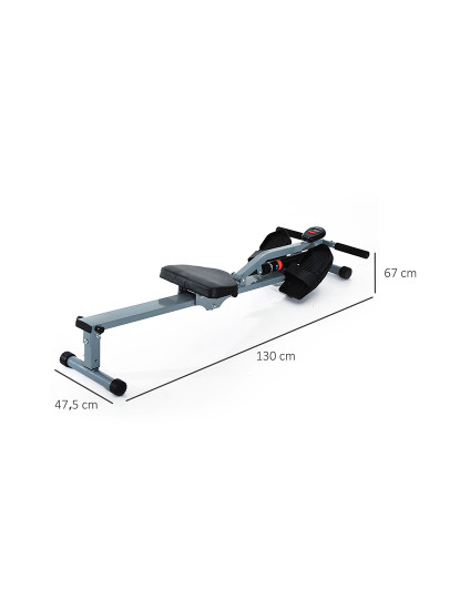 imagem de HOMCOM Máquina de Remo com Ecrã LCD para Academia Exercícios de Musculação ou Resistência Carga Máxima 100kg 130x47,5x67cm Cinza3