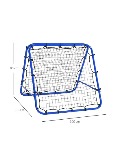 imagem de HOMCOM Rede de rebote dobravél Ângulo ajustável de 5 níveis com tubo de aço para Futebol Tênis Baseball 100x95x90 cm Azul3