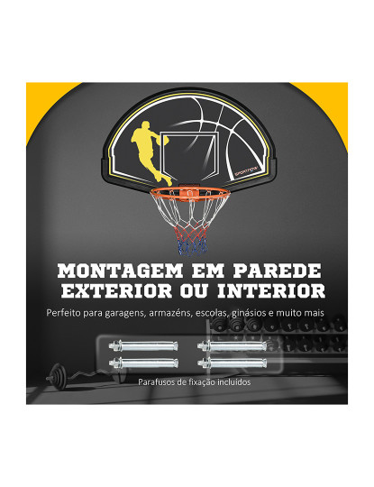 imagem de SPORTNOW Tabela de Basquetebol de Parede Tabela de Basquetebol para Interior e Exterior 110x90x70 cm Preto e Amarelo4