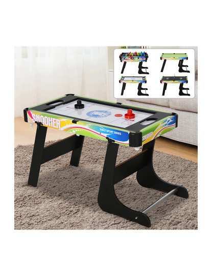 imagem de HOMCOM Mesa de vários jogos Mesa de jogos projeto 4 em 1 Futebol de mesa Hóquei Bilhar Tênis de mesa jogos para crianças e adultos Acessórios incluídos Diversão 86.5x43.5x64 cm2