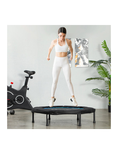 imagem de SPORTNOW Trampolim Fitness Ø102 cm Trampolim Fitness Dobrável com Estrutura de Aço Antiderrapante Carga 100 kg para Treino de Pernas Corpo em Casa Escritório Ginásio Azul2