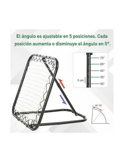 imagem de HOMCOM Rede de Rebote Dobrável Rede de Rebote com Ângulo Ajustável de 5 Níveis para Treinamento de Futebol Tenis Beisebol Desportes 84x78x65-78cm Preto4