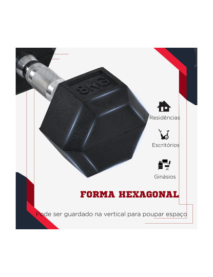 imagem de HOMCOM Conjunto de Halteres 12 kg com Barra Metálica e Cabeça Hexagonal Conjunto Pesos para Treino em Casa Ginásio 28,8x11,5 cm Preto e Prata5