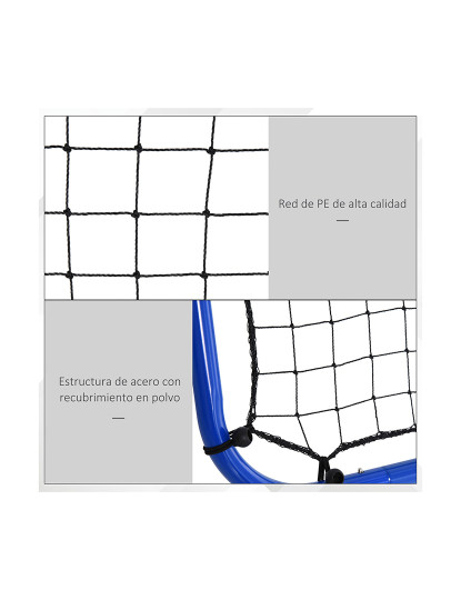 imagem de HOMCOM Rede de rebote dobravél Ângulo ajustável de 5 níveis com tubo de aço para Futebol Tênis Baseball 100x95x90 cm Azul6