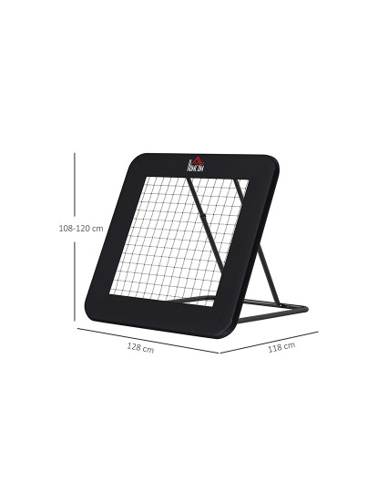 imagem de HOMCOM Rede de Rebote Dobrável com 4 Ângulos Ajustáveis para Treinamento de Futebol Beisebol Desportes de Exterior 128x118x108-120cm Preto3