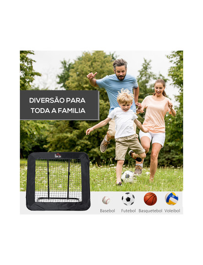 imagem de HOMCOM Rede de Rebote Dobrável com 4 Ângulos Ajustáveis para Treinamento de Futebol Beisebol Desportes de Exterior 128x118x108-120cm Preto4