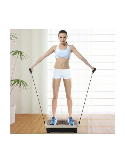 imagem de HOMCOM Plataforma de Vibração  com 2 Bandas Elásticas para Treinamento de Fitness 200 W com Controle Remoto e Carga 120 kg2