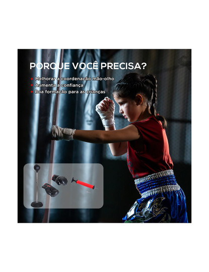 imagem de HOMCOM Saco de Boxe de Pé Punching Ball com Altura Ajustável em 4 Níveis 126-144 cm Base Preenchível e Luvas de Boxe para Adultos e Adolescentes Preto5