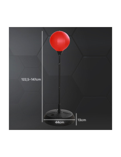 imagem de AIYAPLAY Punching Ball para Crianças acima de 5 anos Kit de Boxe para Crianças com Luvas de Boxe Altura Ajustável 122,5-147 cm e Base Preenchível Vermelho3