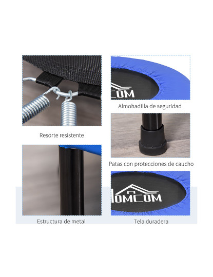 imagem de HOCOM Trampolim Fitness Ø81cm Trampolim de Aço com Borda Protetora e 28 Molas para Exercícios em Interior E Exterior Carga 100kg 81x81x22,5cm Preto e Azul4