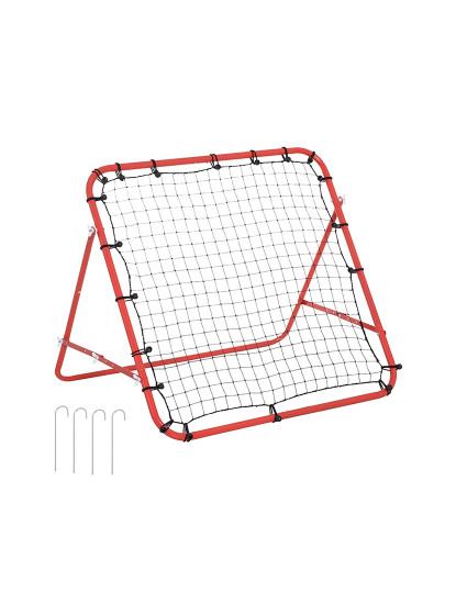 imagem de HOMCOM Rede de Rebote de Metal Rede de Rebote com Ângulo Ajustável e 20 Cordas Elásticas para Treinamento de Futebol Tenis Beisebol Desportes 96x80x96cm Vermelho1