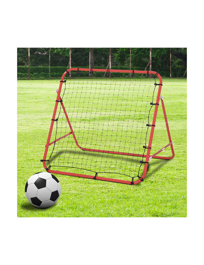 imagem de HOMCOM Rede de Rebote de Metal Rede de Rebote com Ângulo Ajustável e 20 Cordas Elásticas para Treinamento de Futebol Tenis Beisebol Desportes 96x80x96cm Vermelho2