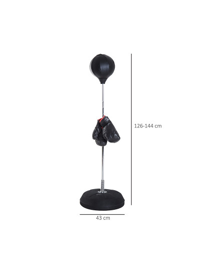 imagem de HOMCOM Saco de Boxe de Pé Punching Ball com Altura Ajustável em 4 Níveis 126-144 cm Base Preenchível e Luvas de Boxe para Adultos e Adolescentes Preto3