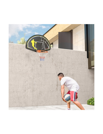 imagem de SPORTNOW Tabela de Basquetebol de Parede Tabela de Basquetebol para Interior e Exterior 110x90x70 cm Preto e Amarelo2