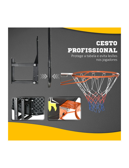 imagem de SPORTNOW Tabela de Basquetebol de Parede Tabela de Basquetebol para Interior e Exterior 110x90x70 cm Preto e Amarelo6