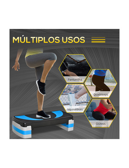 imagem de HOMCOM Step para Exercício Aeróbico Plataforma Step com Altura Ajustável em 3 Níveis com Carga Máxima 150kg para Exercício em Academia Casa 80x31x10-20cm Azul5