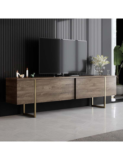 imagem de Móvel Tv Luxe Walnut Dourado1