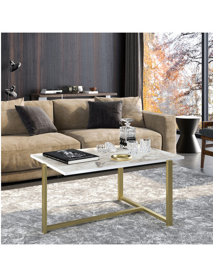 imagem de Mesa Centro Merideths Dourado Branco6