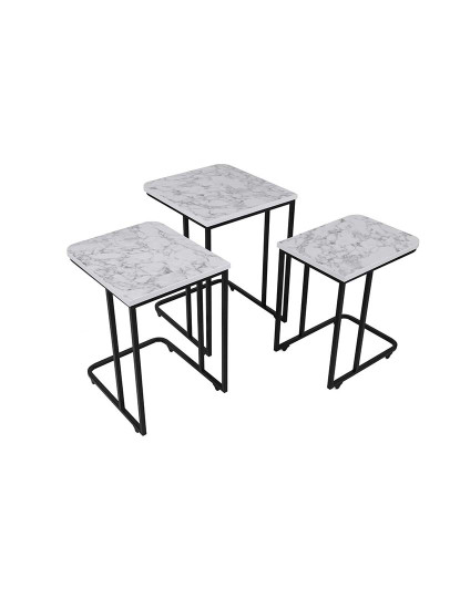 imagem de Mesa Aninhamento 3 peças Ce Metal Zigon Branco Preto6