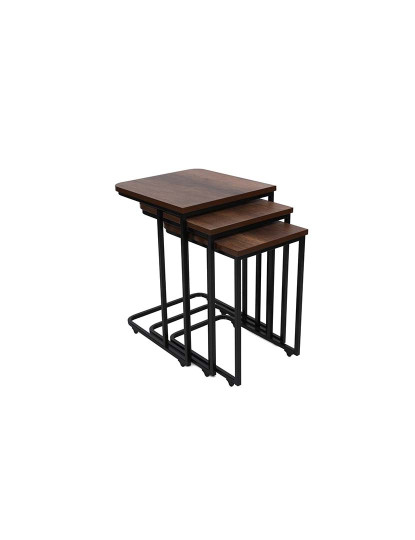 imagem de Mesa Aninhamento 3 peças Ce Metal Zigon Walnut Preto3