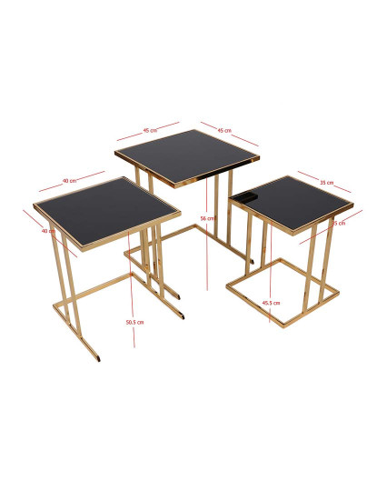 imagem de Mesa Aninhamento 3 peças Zen Dourado Preto9