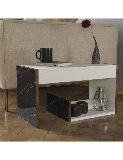 imagem de Mesa de Apoio Ravenna Branco Dourado Preto3