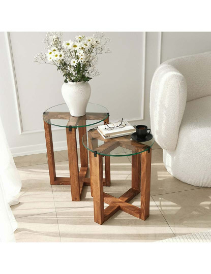 imagem de Mesa Aninhamento 2 Peças Amalfi Walnut2