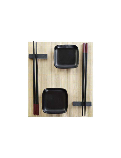 imagem de Conjunto Sushi 7 Peças Bambu Cerâmica Natural 2